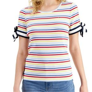 Tommy Hilfiger cotton striped tie-sleeve t-shirt